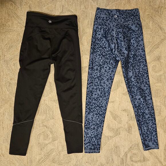 Gap Bundle of 2 Girl's Athletic Leggings, Size M (8) Black Blue Leopard - Picture 3 of 6